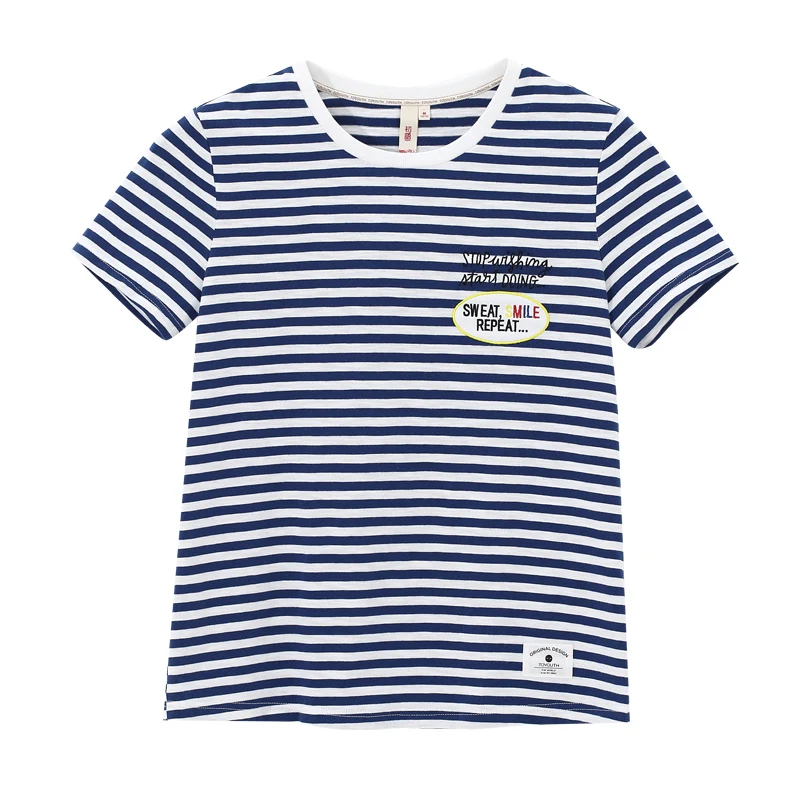 Женская футболка в полоску Toyouth повседневная хлопковая с коротким рукавом и