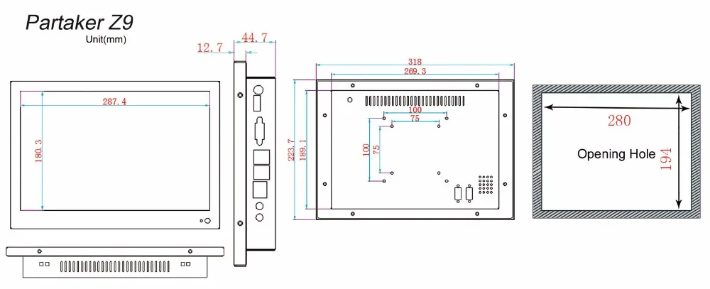 13,3 дюймов Intel 3855U промышленный ПК Черный планшетный ПК duad core cpu сенсорный экран все в одном ПК