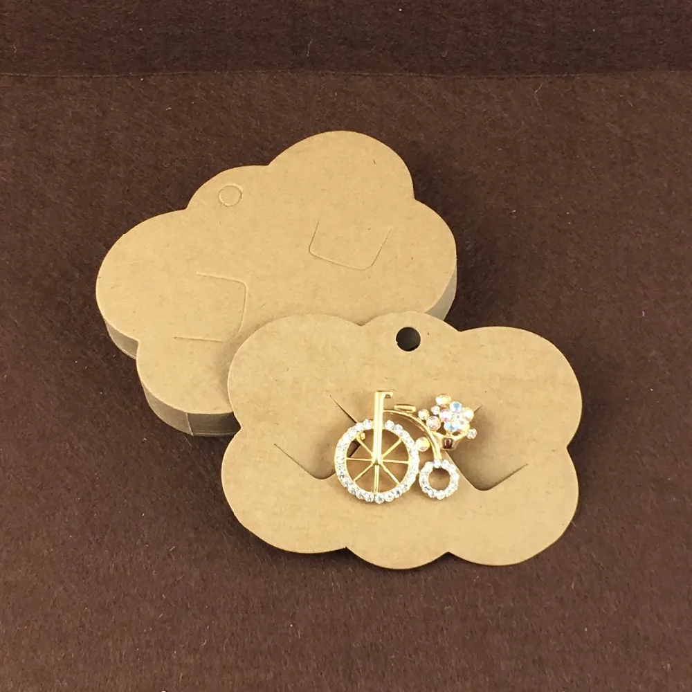 Free Shipping 400PCS Blank Kraft Paper Hairpin Card Hair Clip Scalloped Jewelry Cardstock Display Cards Accept custom logo | Украшения и