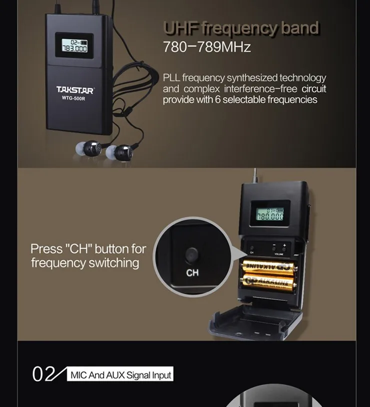 Высокое качество Takstar WTG500 UHF PLL Беспроводная система гида голосовое устройство учебные наушники передатчик+ приемник+ микрофон+ наушники