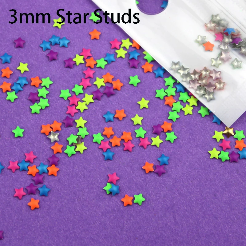 BlueZoo 1000 шт 3D наклейки красочный Неон круглые Квадратные Заклепки в виде звезд