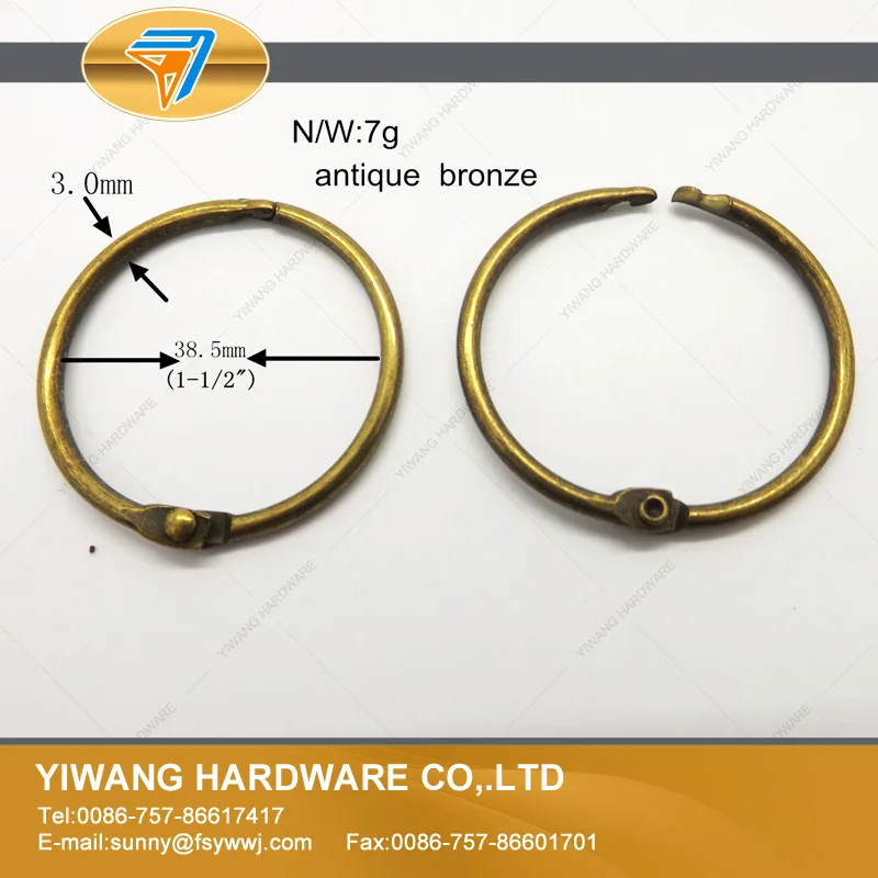 

Manufacturer direct Promotion Price Bronze Loose Leaf Book Binder good quality Hinged Rings Keychain Album Scrapbook Craft