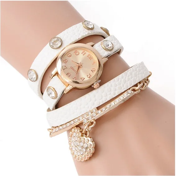 Женские леопардовые часы с сердцем золотистый ремешок из искусственной кожи