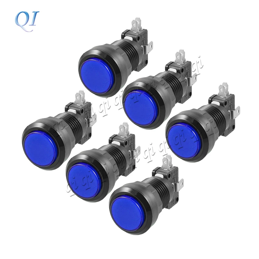 10 компл. 30 мм топ (24 отверстие) черная рамка аркадная Кнопка LED 12V с подсветкой