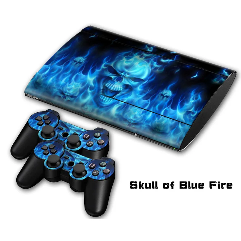 Наклейки OSTSTICKER Blue Fire Skull для Sony Palystation 3 Slim 4000 цветные наклейки PS3 Наклейка