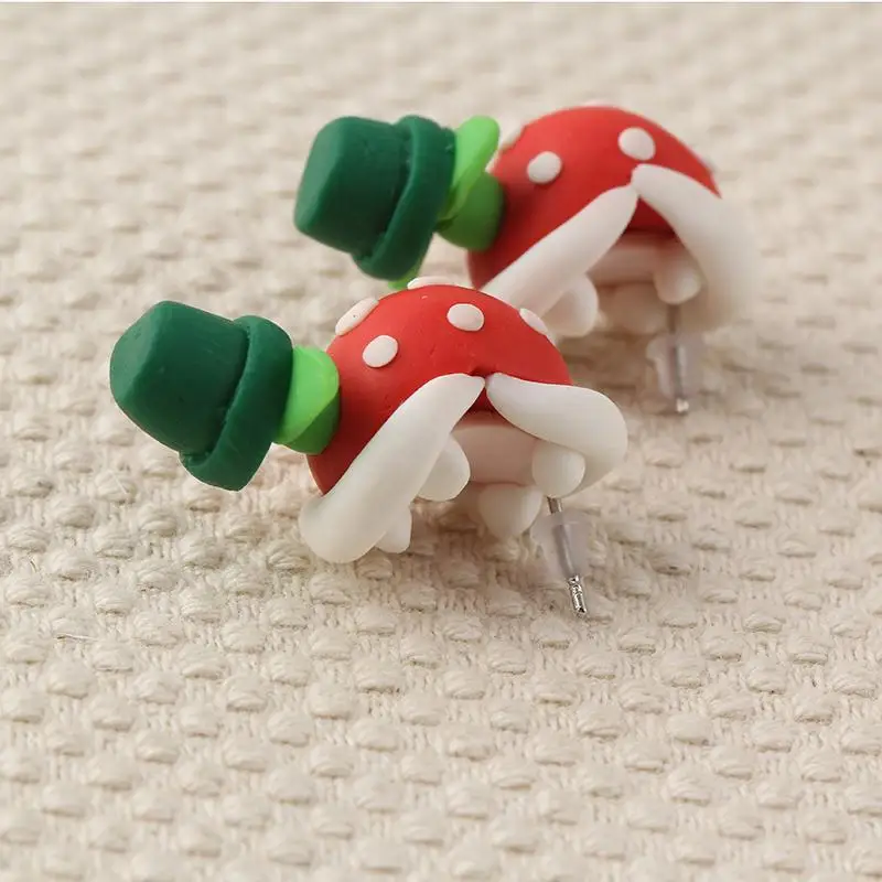 Женские серьги-гвоздики DH ручной работы из глины Марио пираньи E1701 | Украшения и