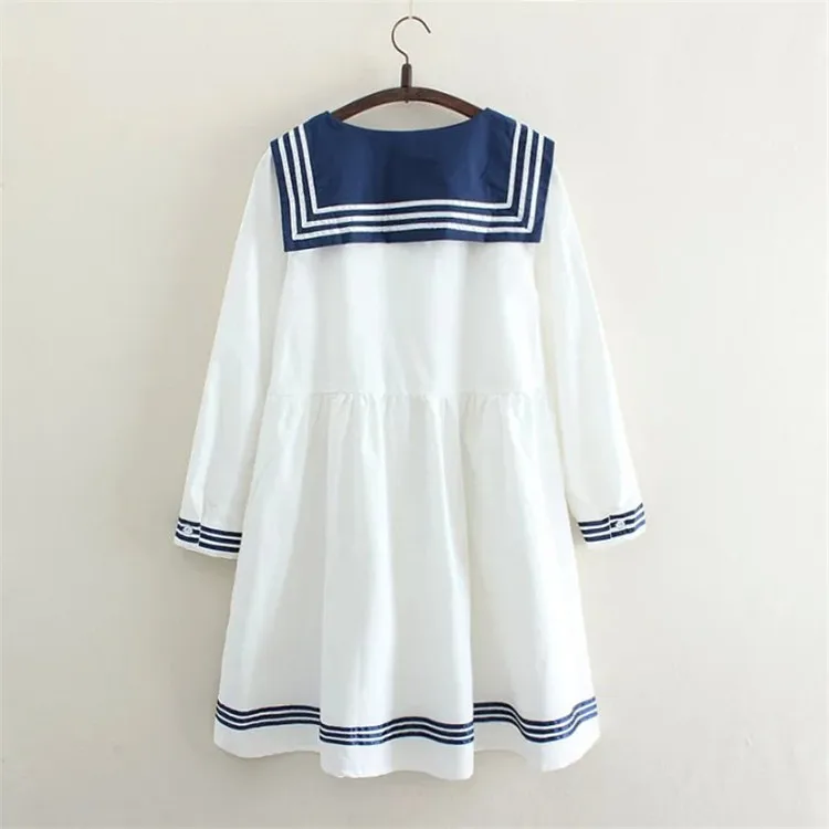 Женское платье с длинным рукавом Adomoe хлопковое морячьими воротниками и