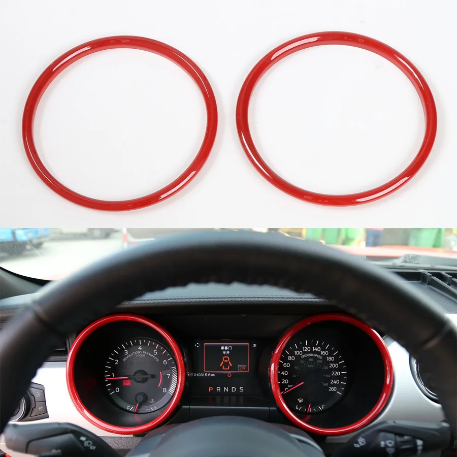 

YAQUICKA 2Pcs/set Auto Car Dashboard Instrument Panel Decoration Ring Circle Trim Styling Fit For Ford Mustang 2015 2016 ABS