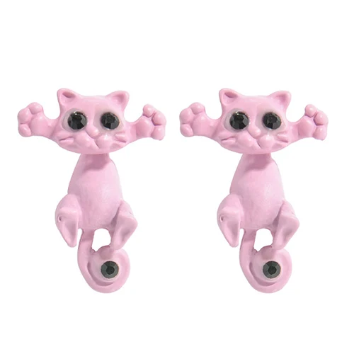 Креативные 3D серьги в виде животных, мультяшный кот, котенок, милые серьги-гвоздики, ювелирные изделия