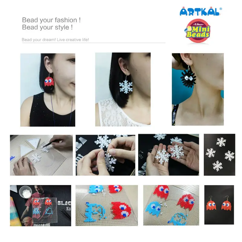 Бисер artkal большой шестигранный Pegboards для 2,6 мм Мини бусины-пиксели DIY Kawaii Jewrlry Развивающие игрушки для детей