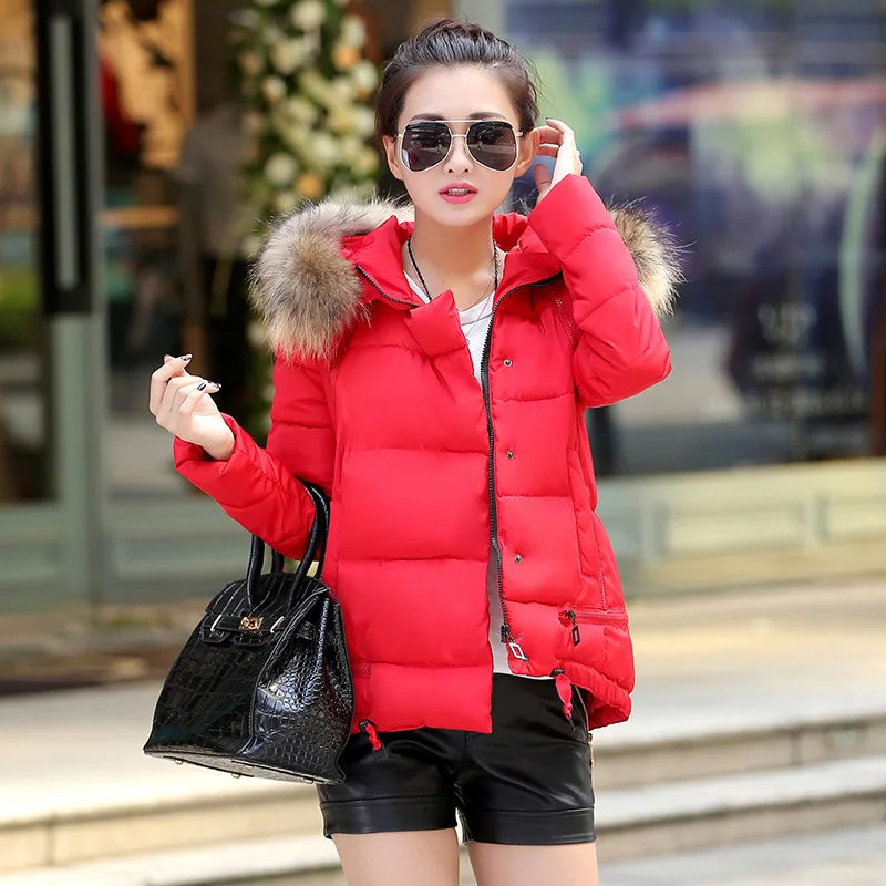 Jacket Coat Women Cotton Down Parkas With Luxury Large Fur Collar Hood Thick Outwear 8 Colors 2015 New Winter Plus M - 3XL