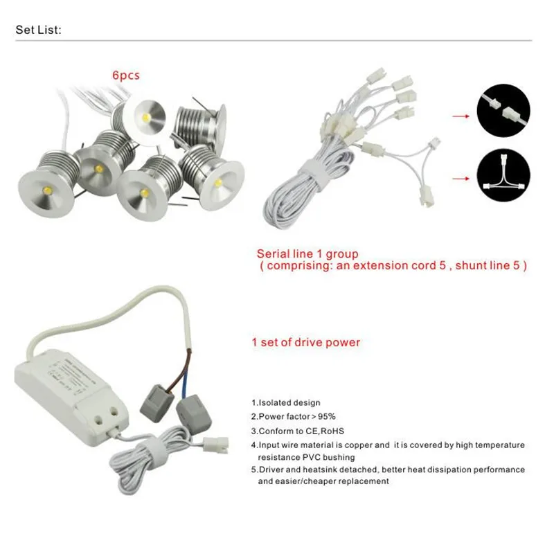 Светодиодный светильник Bridgelux чип изоляция драйвер Диммируемый свет шкафа 3 Вт