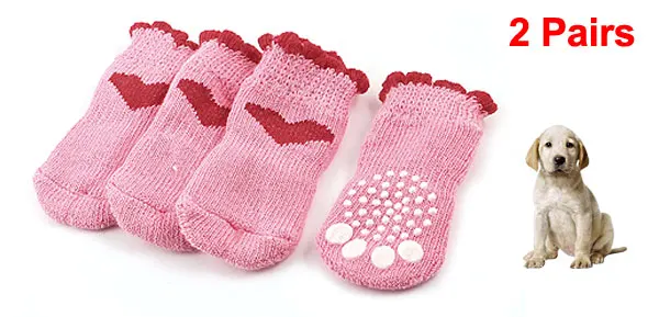 UXCELL 2 Pairs Paw Pattern Нескользящим Дном Вязание Собак Pet Щенки Носки Красный Размер M |