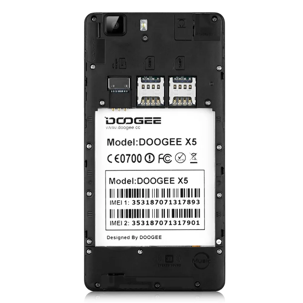 Оригинал Doogee X5 Pro 5.0 inch Android 6.0 MTK6735 Quad Core Сотовый Телефон Оперативной Памяти 2 ГБ + Rom