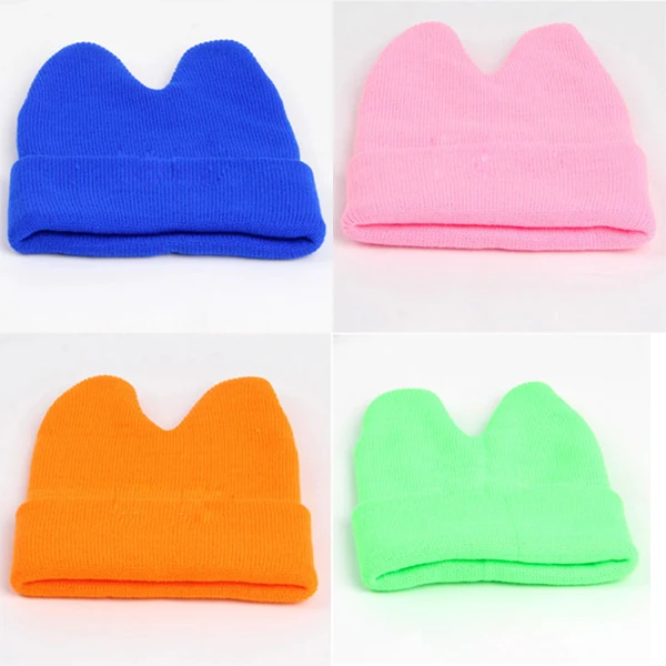 Зимние детские вязаные шерстяные шапки с рогом для мальчиков и девочек Теплая