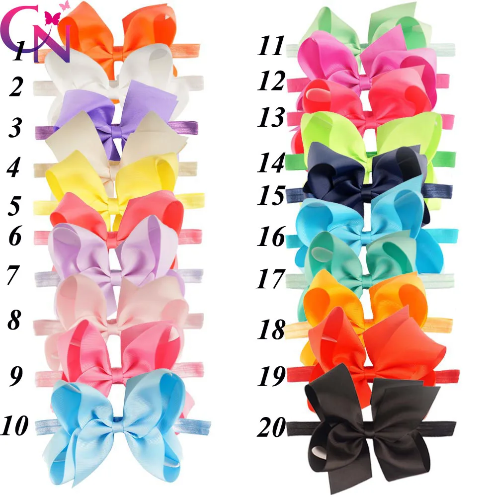 40 шт./лот 20 цветов простой ленточный бант повязка на голову с резинкой для девочек