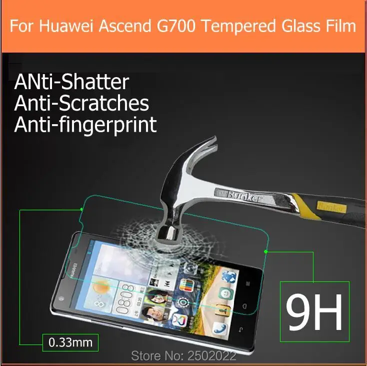 

0.26mm 2.5D 9H Tempered Glass film for huawei Ascend G700 5.0" Lcd HD Screen Protector films for huawei Ascend G700 Guard Vidro