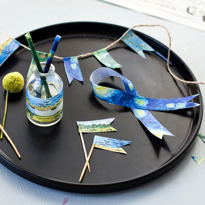 Декоративная клейкая лента 1 5 см x 7 м Ван Гог ирис Пшеничное поле звездная ночь