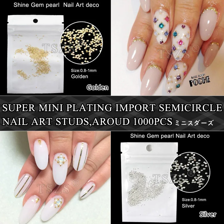 

TSZS 2020 Hot Selling 1000pcs/lot Super mini Nail Art Decoration Jewelry Accessories Gold Silver electroplate Half Round Studs