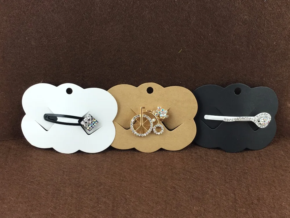 Free Shipping 400PCS Blank Kraft Paper Hairpin Card Hair Clip Scalloped Jewelry Cardstock Display Cards Accept custom logo | Украшения и