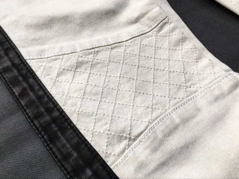 Низкая Талия Тонкий Стрейч Брюки Сращивание Кожа Сетка Вышитые для Женщин |