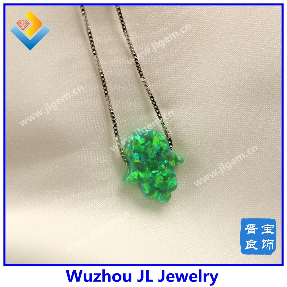 1 шт. 11*13 мм синтетический опал/Хамса опал 925 пробы Серебряная цепочка Ожерелье