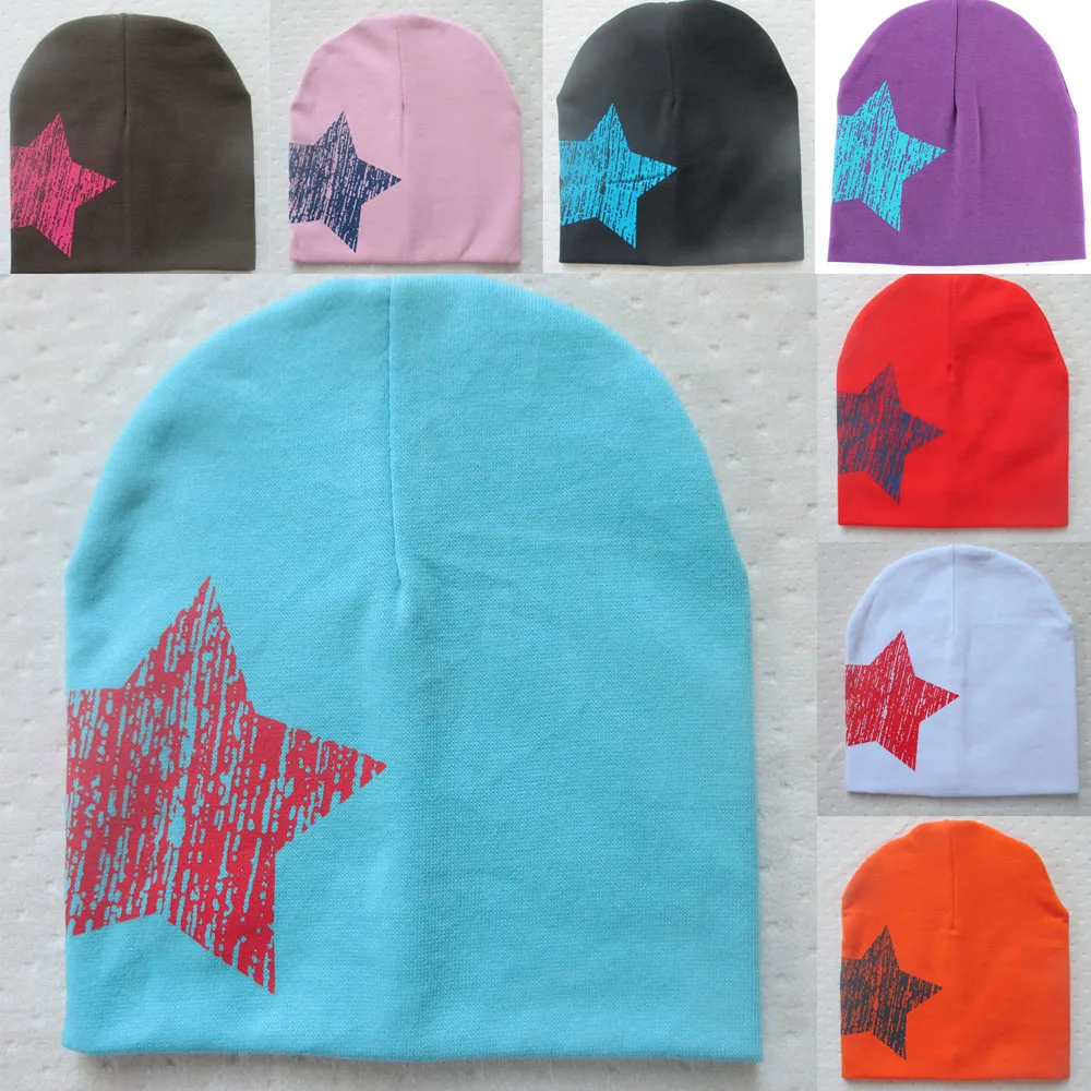 Детская шляпа с принтом звезд мягкая теплая удобная Хлопковая шапочка для