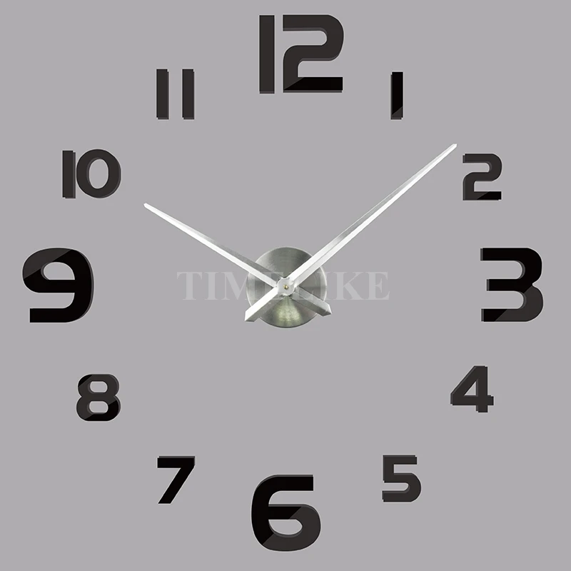 Большие часы 3D настенные украшение для гостиной зеркальные наклейки кварцевые