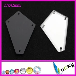 27x42mm 100 шт Высокое качество Акриловые стразы с отверстиями смешанные формы разных размеров акриловые плоские зеркальные бусины для украшения на платье - Цвет: 27x42mm