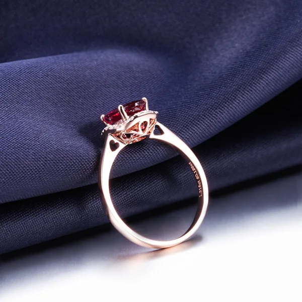 ZOCAI ЗОДИАК драгоценный камень пожарные знаки знаменитостей Природный 1.43CT RUBELLITE красный турмалин бриллиантовое коктейльное кольцо 18 К розовое золото W03412