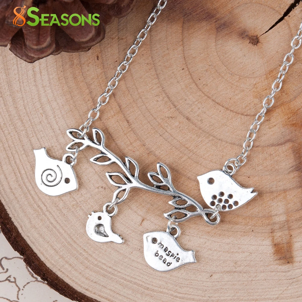 Ожерелье 8 сезонов античное серебряное для мам птиц с гравировкой длина 46 5 см (18 2/8