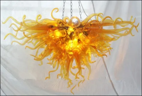 

Free Shipping Yellow Luxurious Crystal Ceiling Light Flower Shape LED Bulbs Hand Blown Murano Glass AC 110/120/220/240V