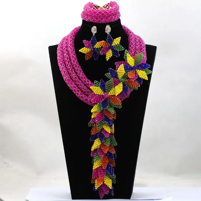 Чудесный фуксия розовый свадебный комплект ювелирных изделий в африканском