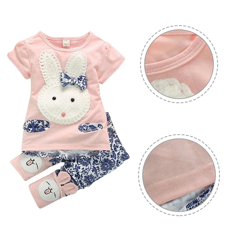 Смешанные хлопковые с рисунком кролика детские футболки на детей и девочек +