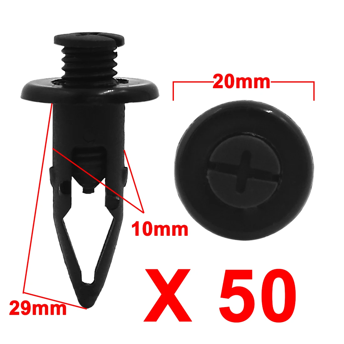 

X Autohaux 50Pcs Plastic Rivets Screw Body Door Trim Hood Clips Black 10Mm