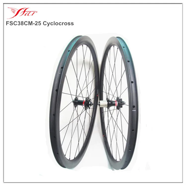 

700C carbon CX bike wheels , 38mm depth 25mm width carbon clincher cyclocross bike wheels with Novatec D711/D712SB hubs