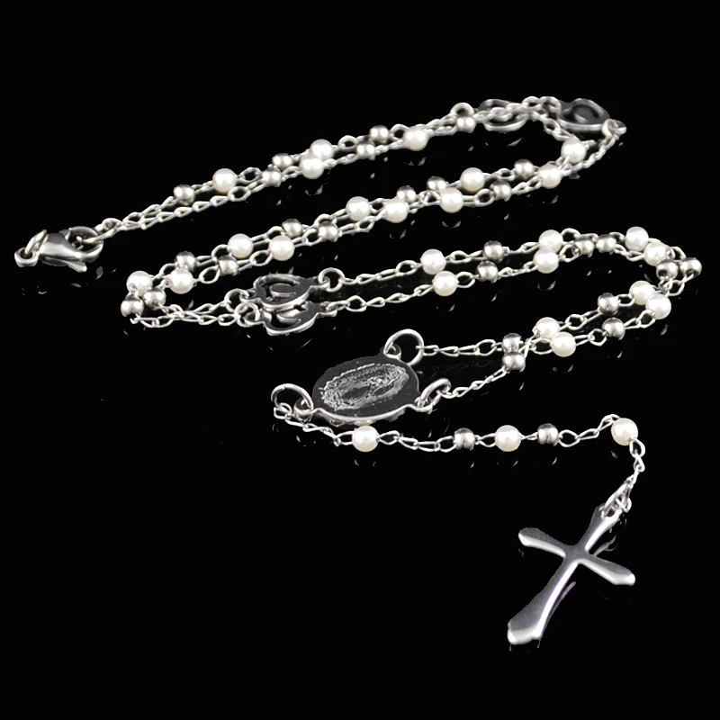 2016 высокое качество 4 мм бисер серебристый/золотой белый четки ожерелье подвеска