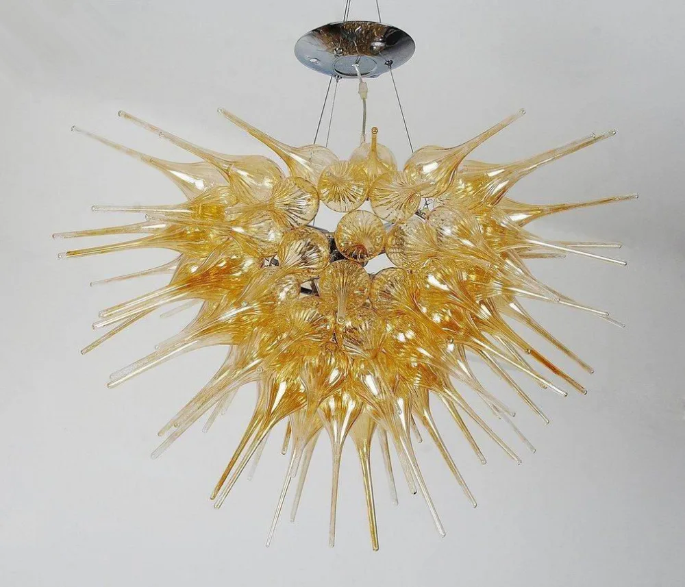 

CE/UL Certificate Amber Colored Hand Blown Murano Glass Style Chandelier with LED Bulbs