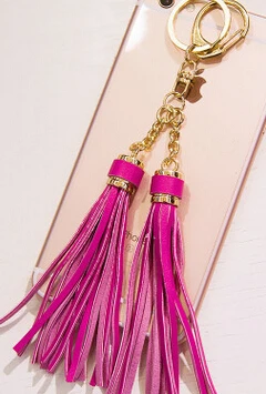 hot pink Горячая Распродажа PU кожаный брелок с кисточкой для женщин кожаная подвеска для ключей сумок для ключей porte cle llavero sleutelhanger - Цвет: hot pink
