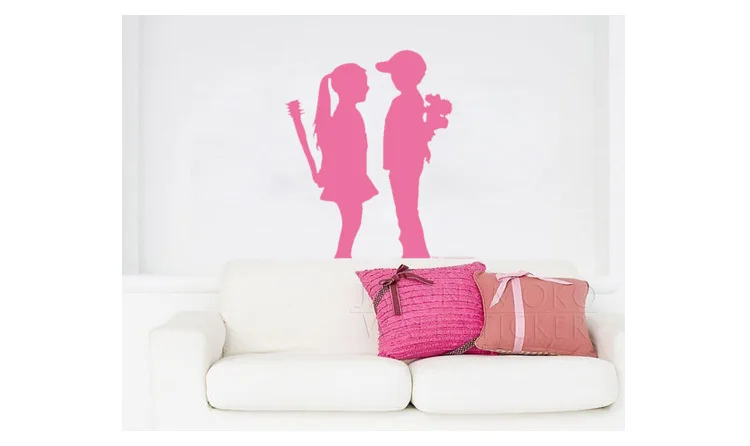 Большая наклейка на стену Banksy 'Boy Meets Girl', художественная наклейка для дома, декоративная наклейка для дома, Настенные обои, 60*75 см