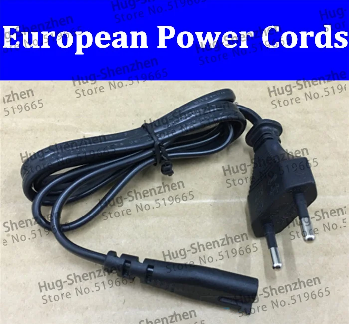 

High quality 1.2M 2-Prong Port EU European Power cord Black cable -2pcs/lot