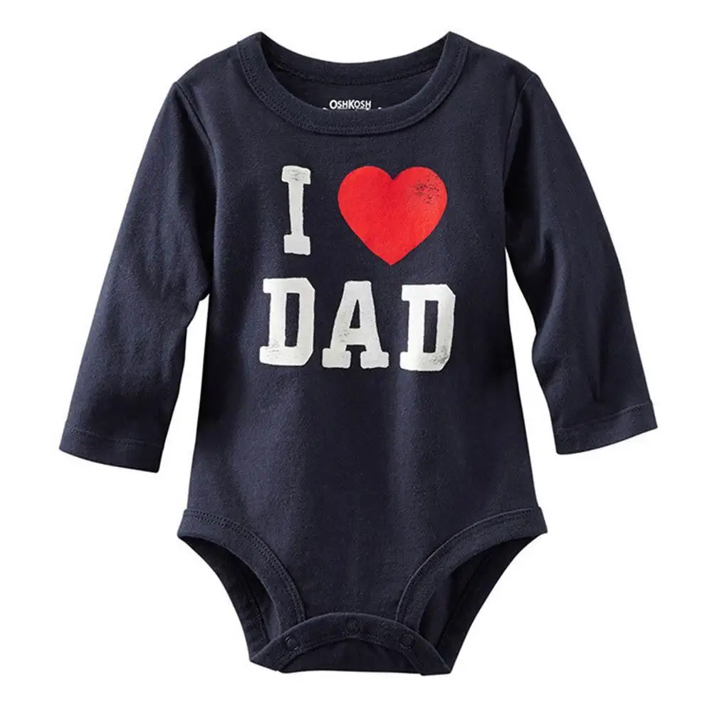 Комбинезон из 95% хлопка с надписью i love mom/DAD для маленьких мальчиков и девочек