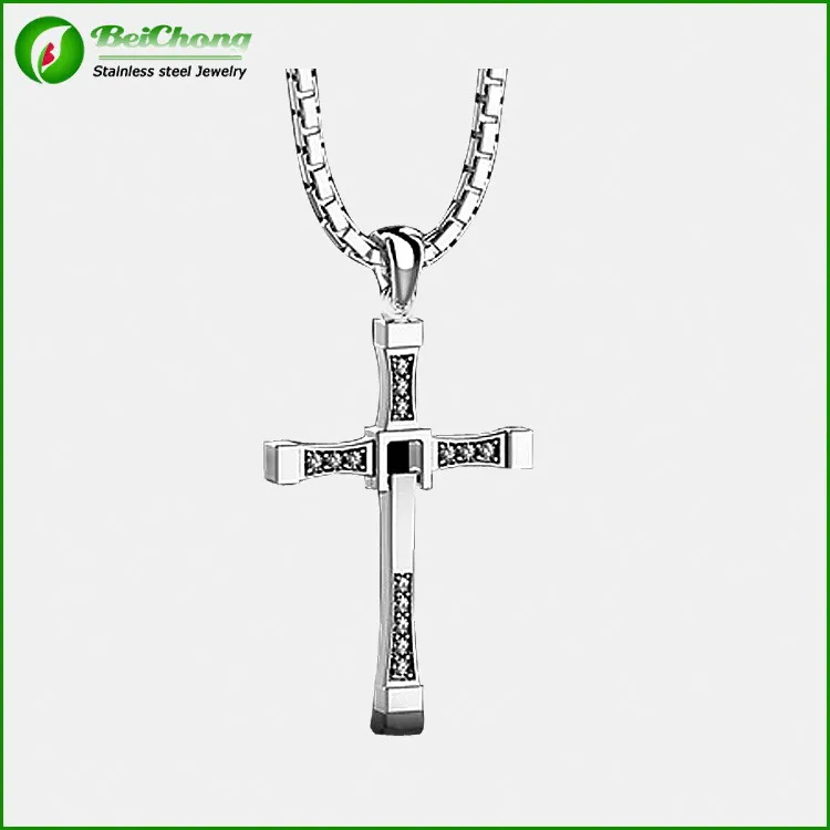 10pcs Bahamut Fast & Furious Men's Stainless Steel Cross Necklace Pendants Like Toledo Rope Chain Fashion Jewelry for Boys
