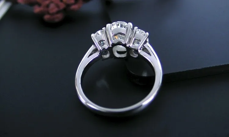 Boho золото Кольца для девочки три Камни 2.41 Ct Алмаз женский Обручение кольцо au750 ювелирные изделия навсегда любовь Promise Ring