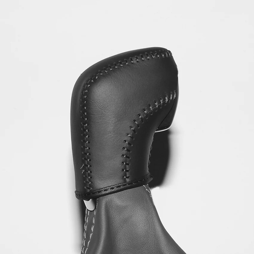 

Automatic Gear Cover for Audi A6 2016 Gear Shift Collars Leather Cover Car Styling Hand-stitched Collars Black/Red lines