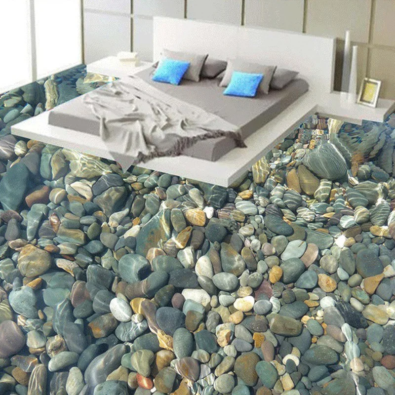 Обои для пола на заказ, 3D, реалистичные гальки, для гостиной, спальни, ванной комнаты, напольная Фреска, ПВХ, самоклеющиеся обои, покрытие стен