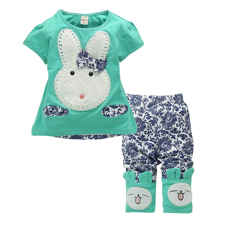 Смешанные хлопковые с рисунком кролика детские футболки на детей и девочек +