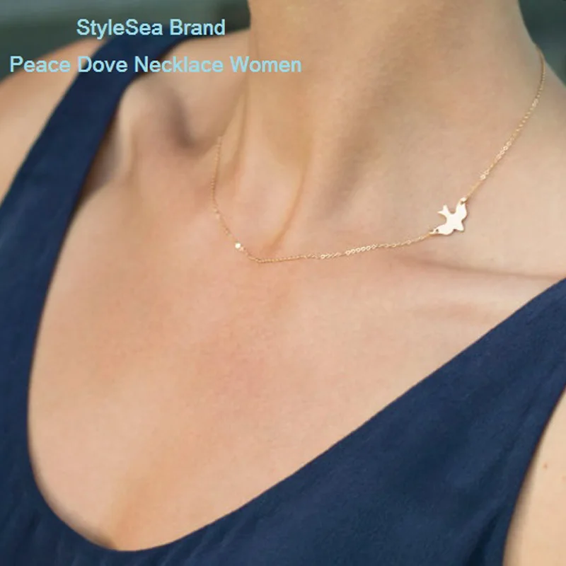 Изысканная любовь мир голубь птица ожерелье очарование цепочки на ключицы