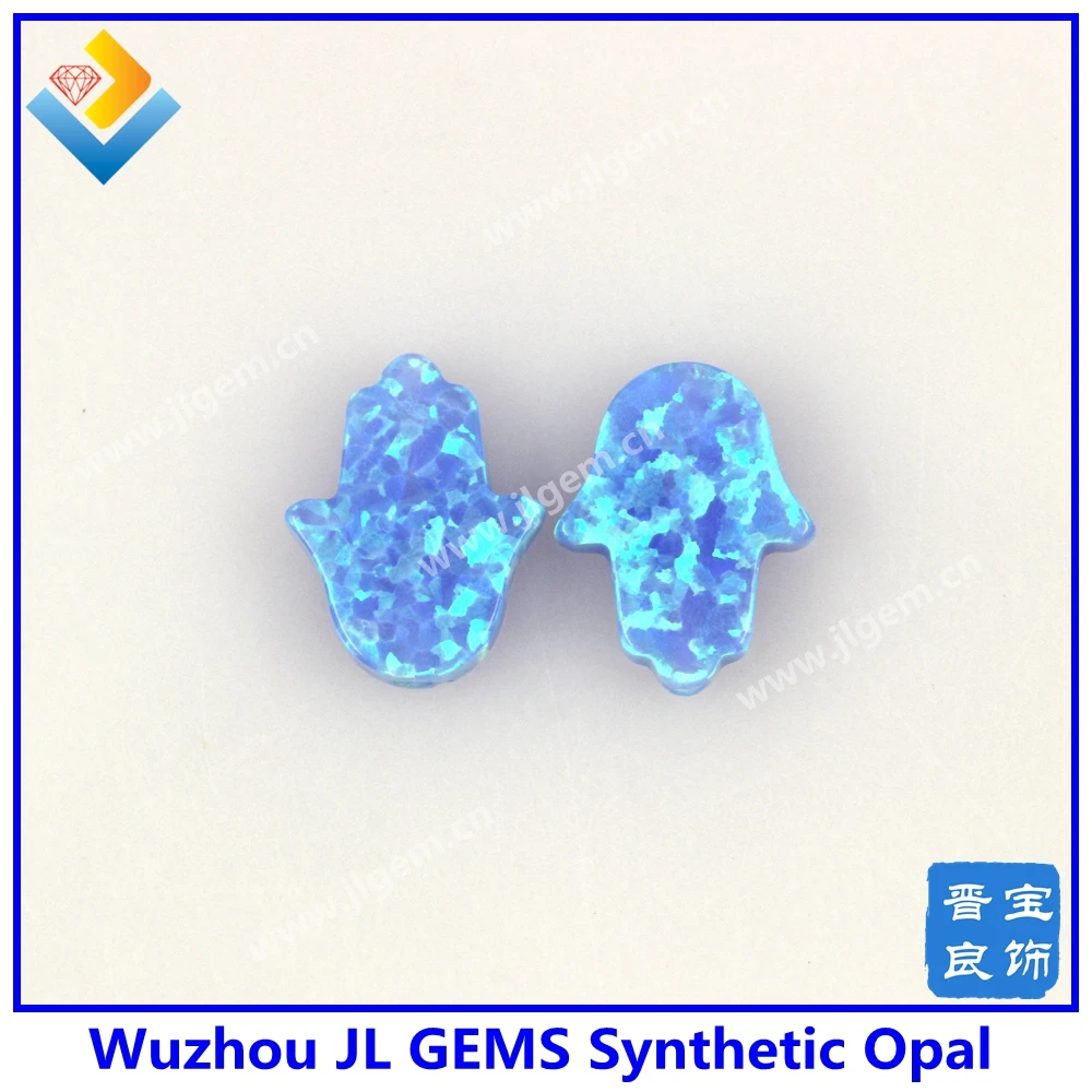 (20 шт./лот) 8*10 мм op06 Baby Blue Hamsa/Hand Sahpe синтетический опал ручные драгоценные камни с