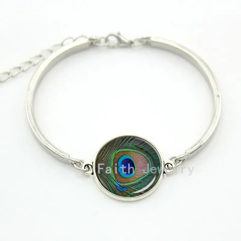 Браслет TAFREE с изображением павлиньих перьев очаровательное зеленое перо